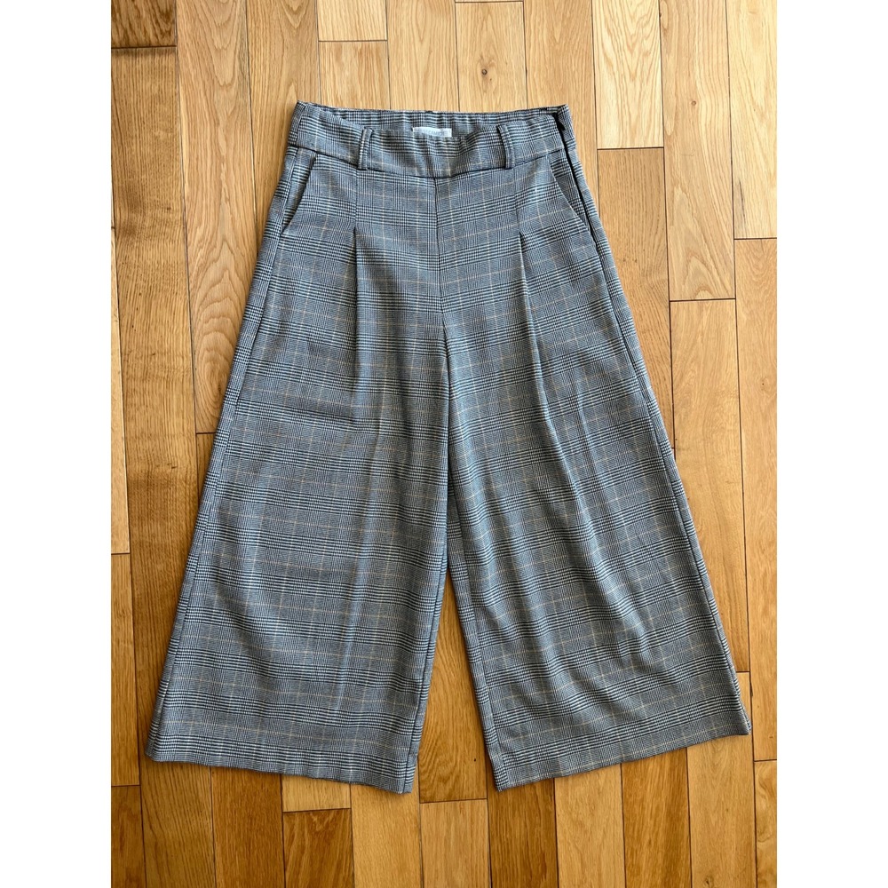 Naracamicie Houndstooth Plaid Gray Culottes Cropped Wide Leg Pants IT 40 or US 4